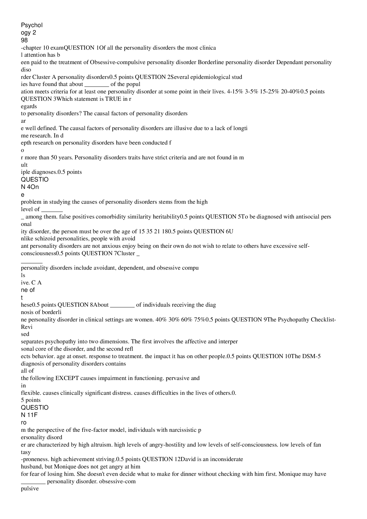 Preview image for Psychology 298-chapter 10 exam